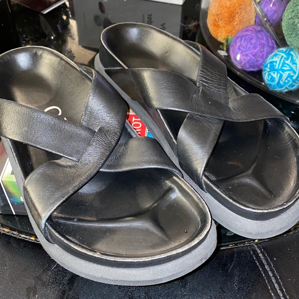 CHRISTIAN BIRKENSTOCK LEATHER SHOES